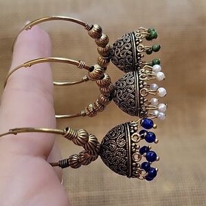 BEADED JHUMKA HOOP EARRINGS, Choice of Color